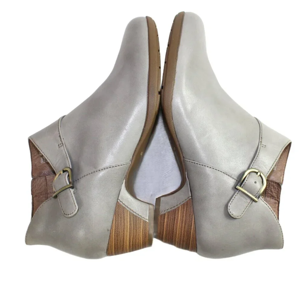 Dansko Darbie Anline Stone Grey Buckle Detail Ankle Shootie, Size 40,  US 9.5-10